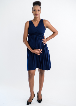 MiniMaxi Maternity Breastfeeding Dress - Navy Blue - Lonzi&Bean Maternity