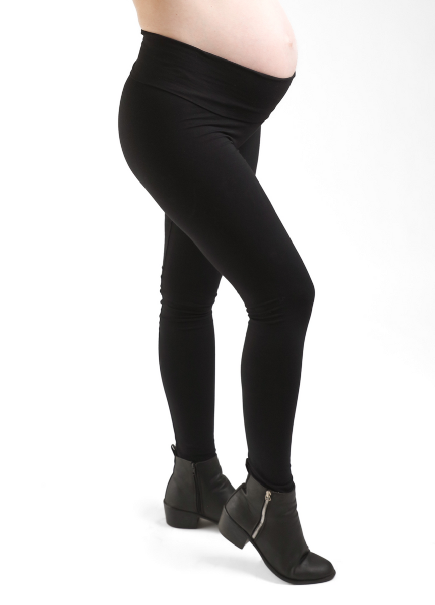 Shiny black maternity leggings sale