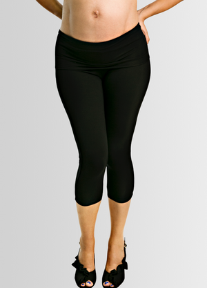 Over-Under Bump Cropped Maternity Leggings – Black - Lonzi&Bean Maternity