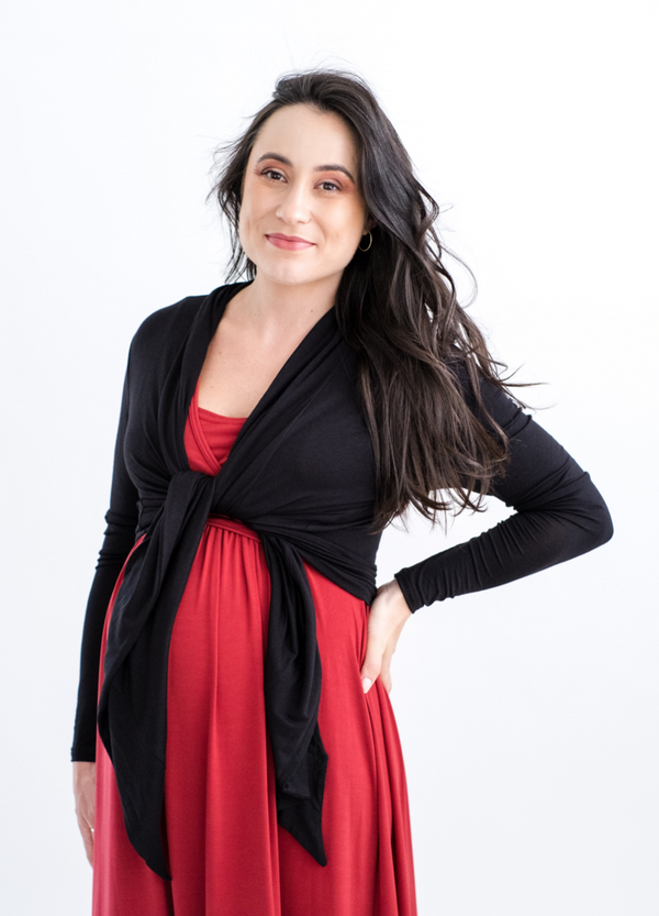Multi-Way Maternity Cardigan Cashmere Feel - Black - Lonzi&Bean Maternity