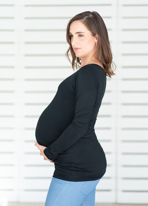 Long sleeved maternity top black