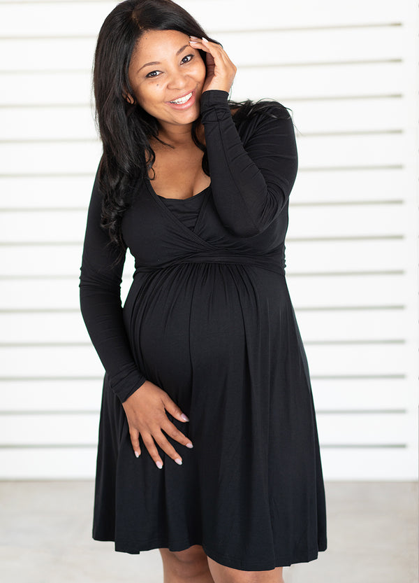 UltiMum Maternity & Feeding Dress Long Sleeved - Black - Lonzi&Bean Maternity