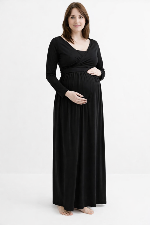 MaxiMum Maternity and Breastfeeding Winter Dress - Black