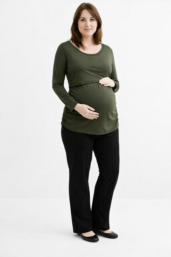 MilkiMum Long Sleeved Maternity Top - Olive Green