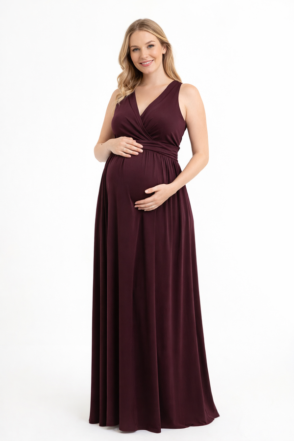 MaxiMum Maternity Dress - Deep Maroon