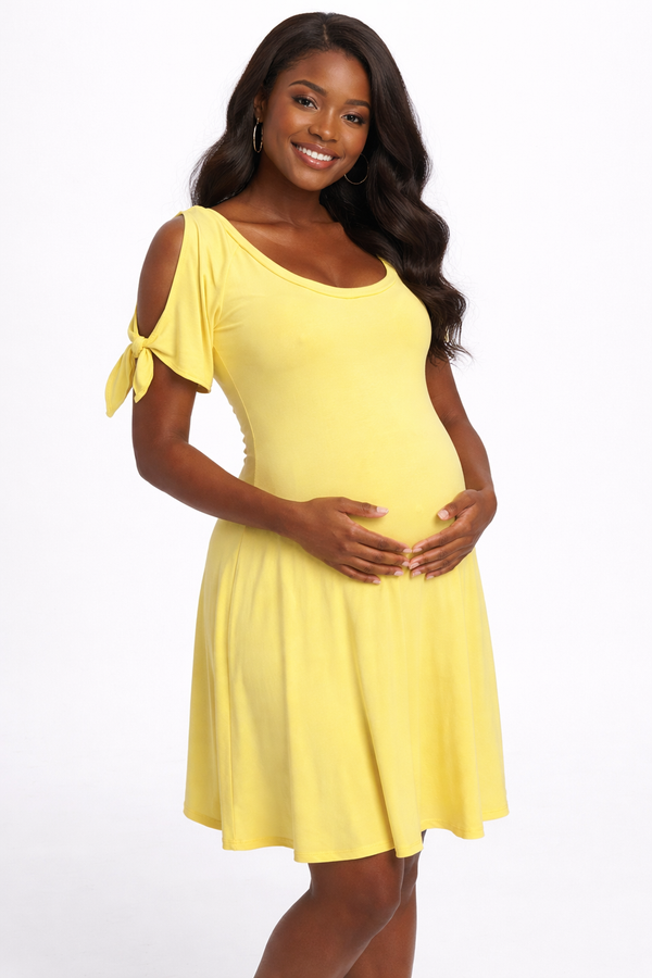 Cold Shoulder Maternity and After Dress - Sunshine