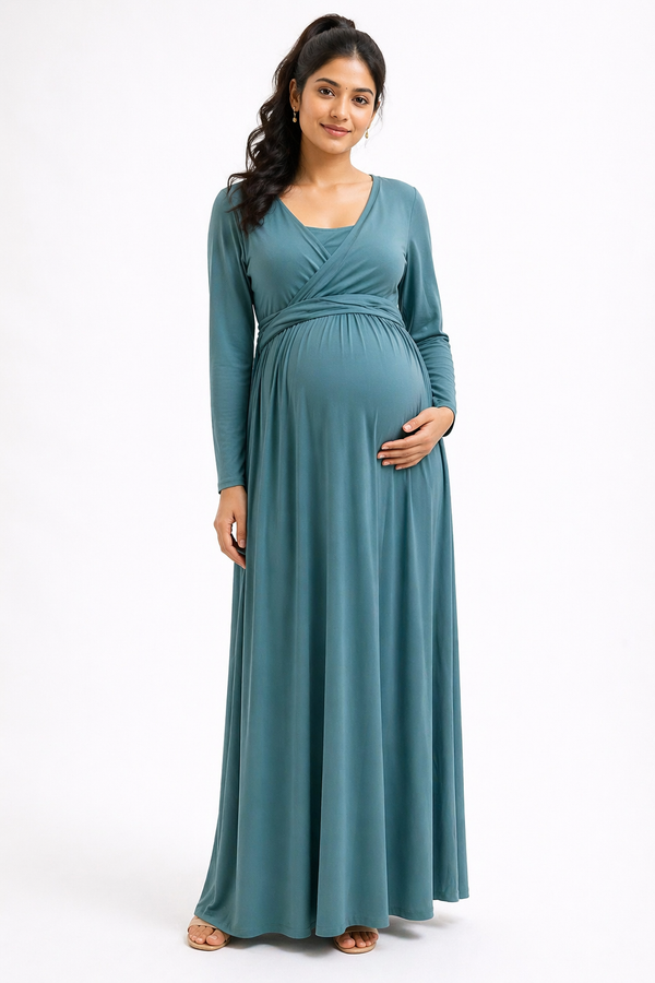 MaxiMum Maternity and Breastfeeding Dress - Aqua
