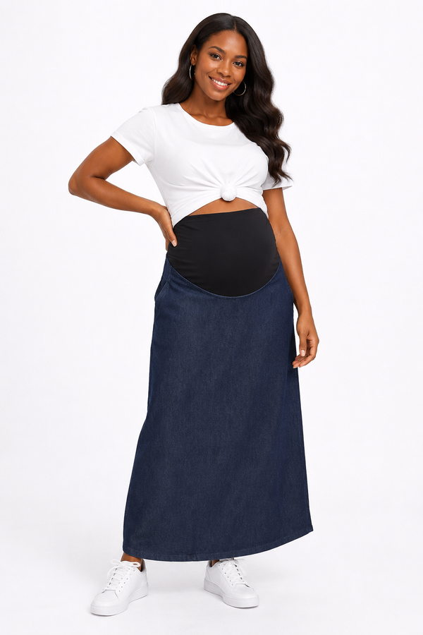Maternity Maxi Skirt - Denim