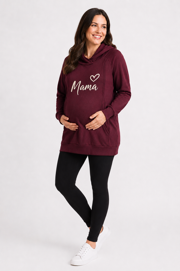 Breastfeeding Hoodie - Mama Maroon