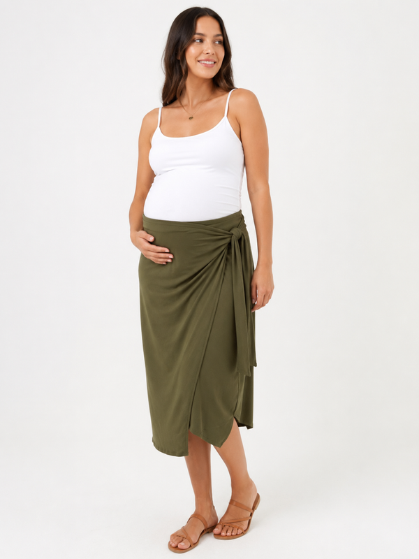 Maternity Wrap Skirt - Olive