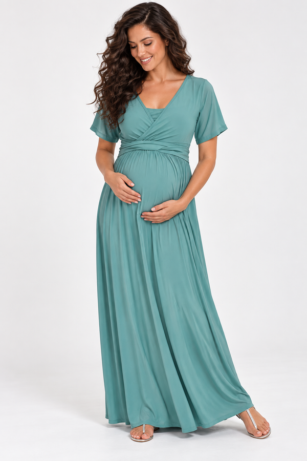 MaxiMum Maternity and Breastfeeding Dress - Aqua