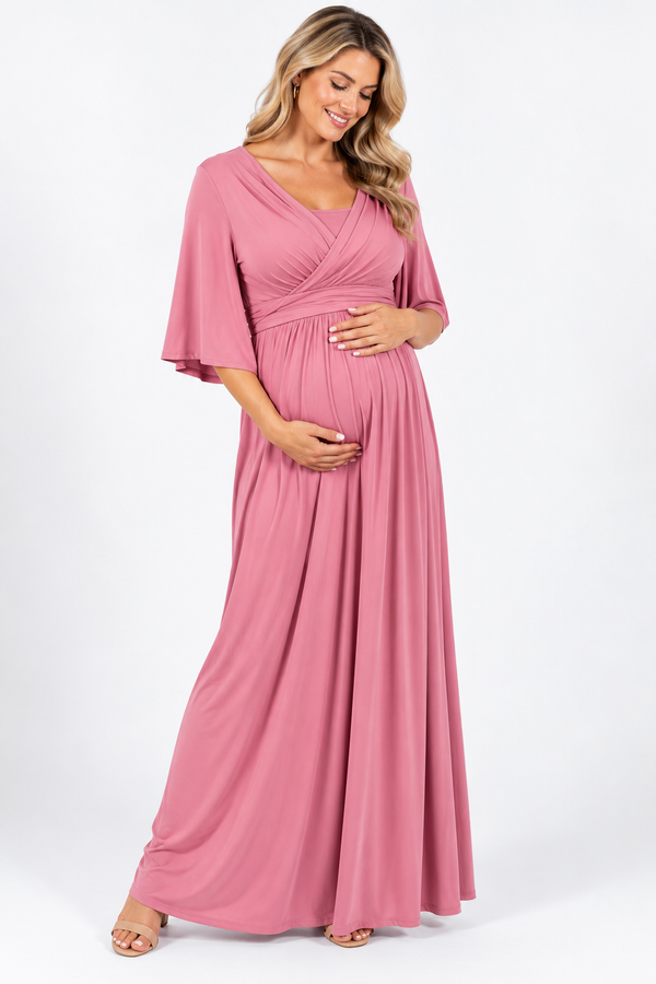 MaxiMum Maternity and Breastfeeding Dress - Dusty Pink