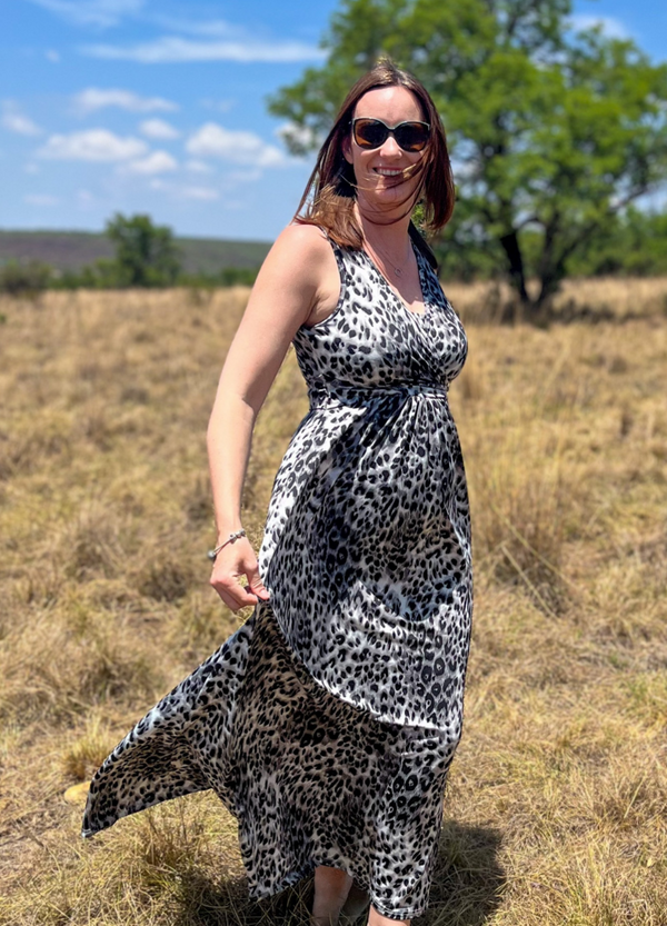 MaxiMum Maternity Breastfeeding Long Maxi Dress - Leopard Print