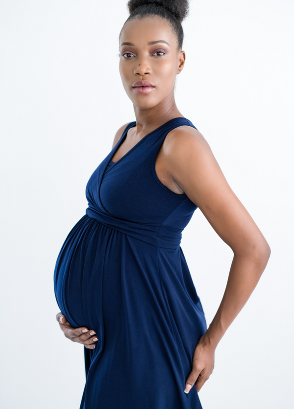 MiniMaxi Maternity Breastfeeding Dress - Navy Blue - Lonzi&Bean Maternity