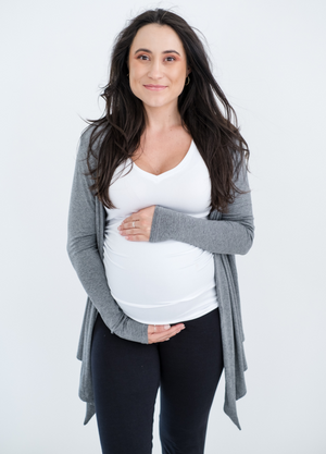 Multi-Way Maternity Cardigan Cashmere Feel - Grey Melange - Lonzi&Bean Maternity