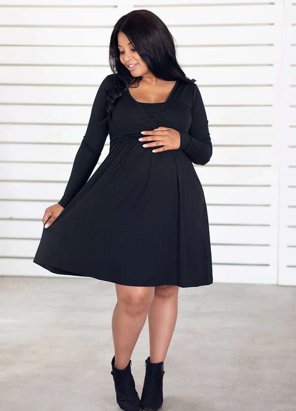 UltiMum Maternity & Feeding Dress Long Sleeved - Black - Lonzi&Bean Maternity