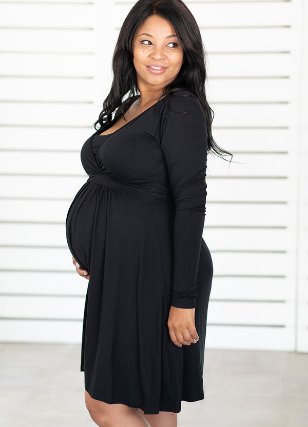 UltiMum Maternity & Feeding Dress Long Sleeved - Black - Lonzi&Bean Maternity
